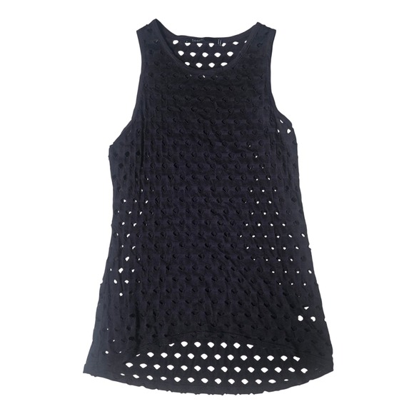 Twenty Montreal Tops - Twenty Montreal Distressed Punk Mesh Eyelet Tank Muscle Tee Grunge Cyber Small